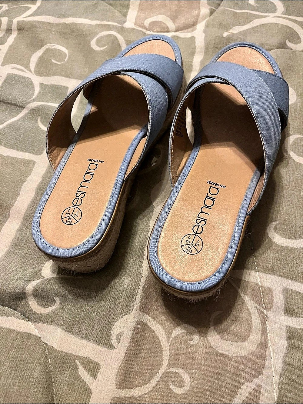 Esmara Women’s Blue Wedge Slide Slip-On Sandals US 7 EU 38 UK 5